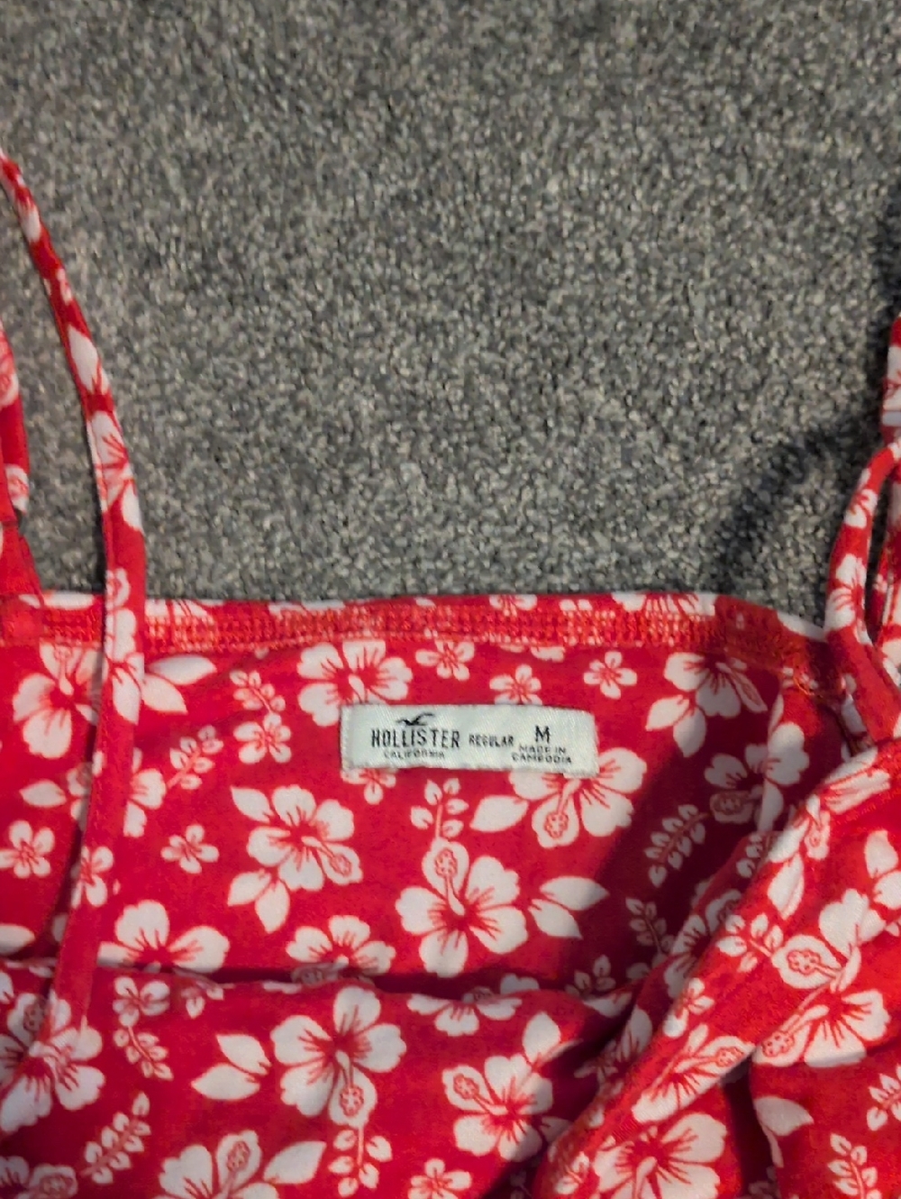 Hollister Hibiscus 🌺 Tropical Floral Red Dress Size Medium - Picture 5 of 7
